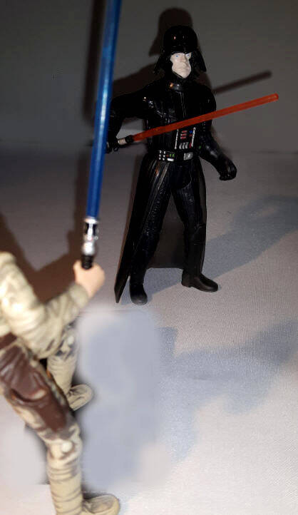 Luke Skywalker and Darth Vader Dagobah duel