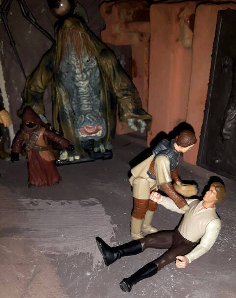 Han Solo Figure in Carbonite 1996 with Leia Boussh Disguise action figure