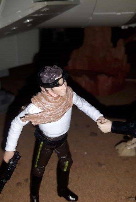 Han Solo Sand Storm Figure Legacy Collection with the Falcon