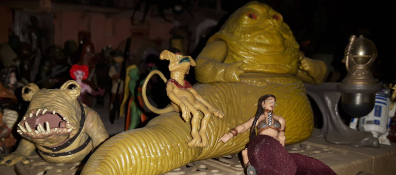 Salacious Crumb Figure with Jabba The Hutt Kenner rear