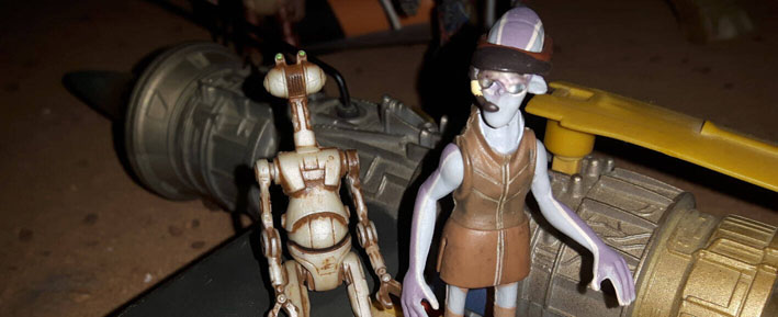Ody Mandrell with Otoga 222 Pit Droid action figure Episode One Collection