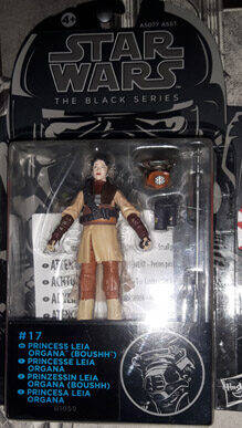 Princess Leia Boussh Disguise Black Series cardback