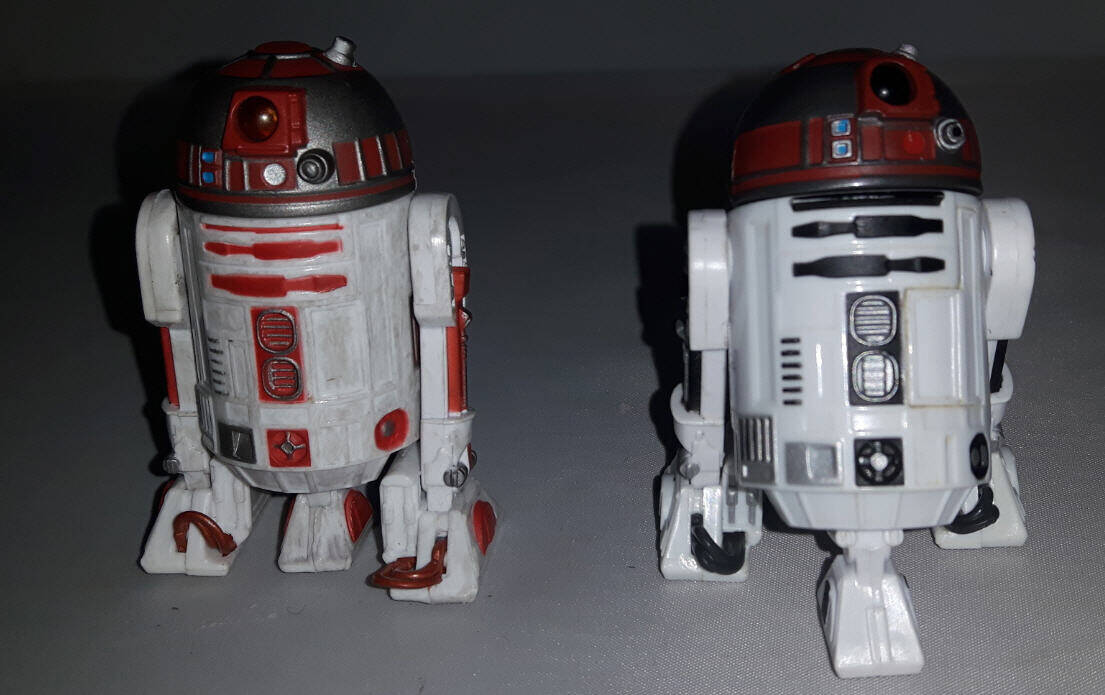 R2-M5 and R2-T7 action figures comparison
