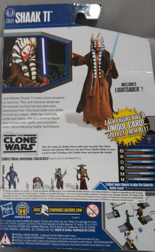 Shaak Ti Clone Wars Saga Legends cardback rear